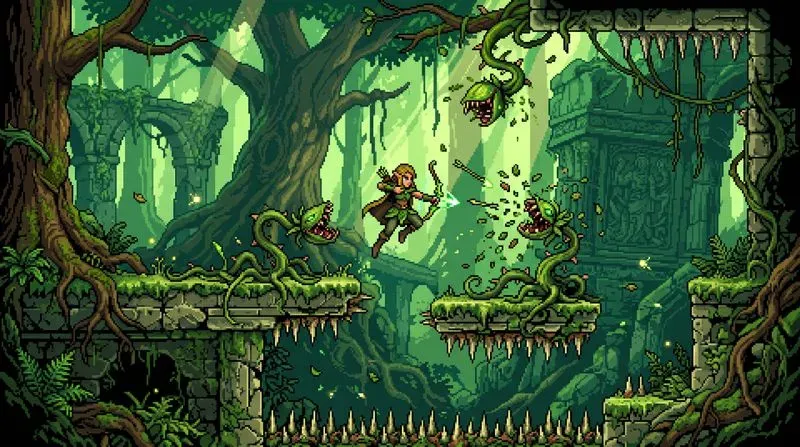 Retro 2D Pixel Platformer Levels