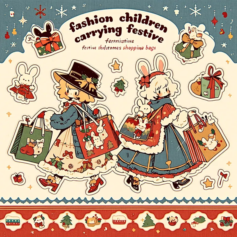 Cute Retro Christmas Stickers