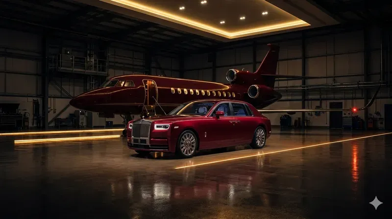 Cinematic Luxury Car Jet Hangar Neons