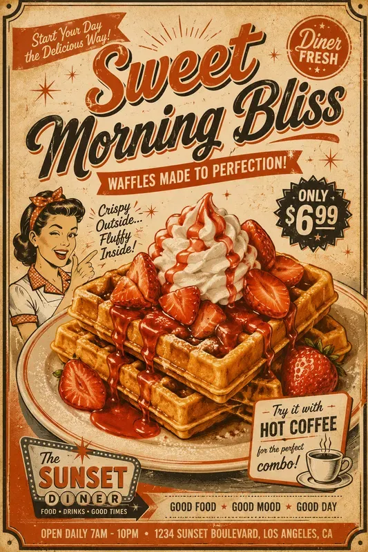 Vintage Diner Food Poster Packs