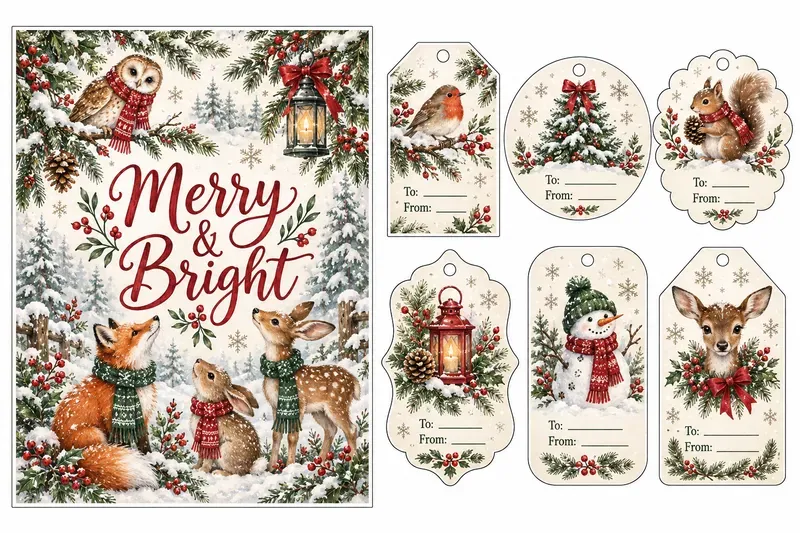 Christmas Card And Gift Tag Sets