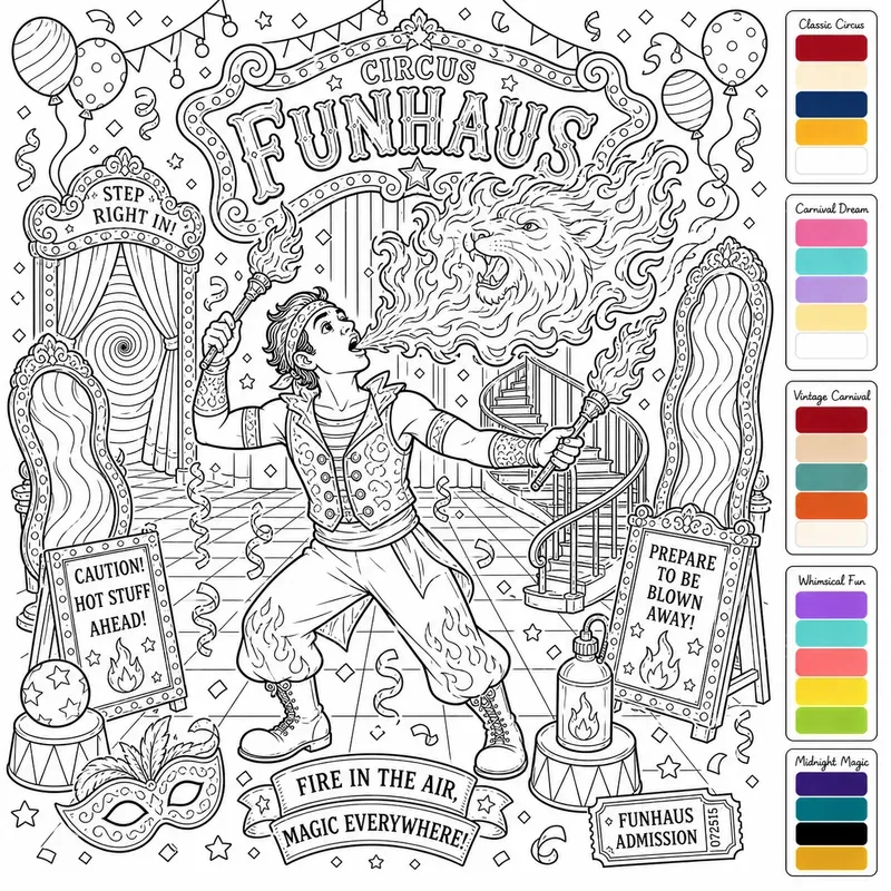 Circus Funhaus Coloring Pages For Adults
