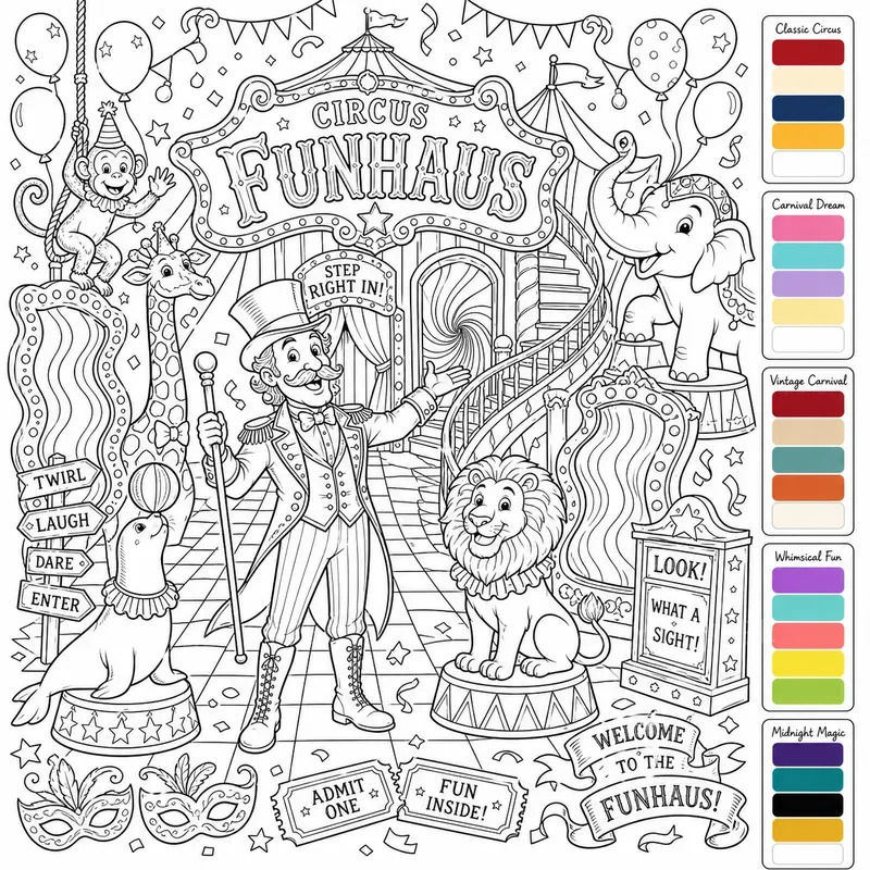 Circus Funhaus Coloring Pages For Adults