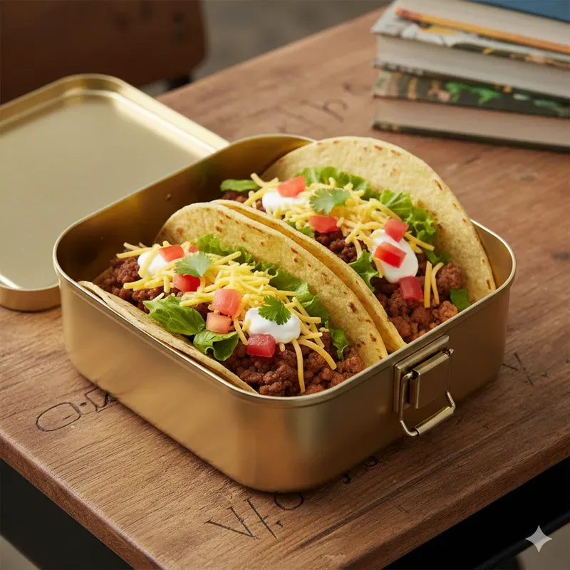 Vintage Golden Lunchbox Food Shots