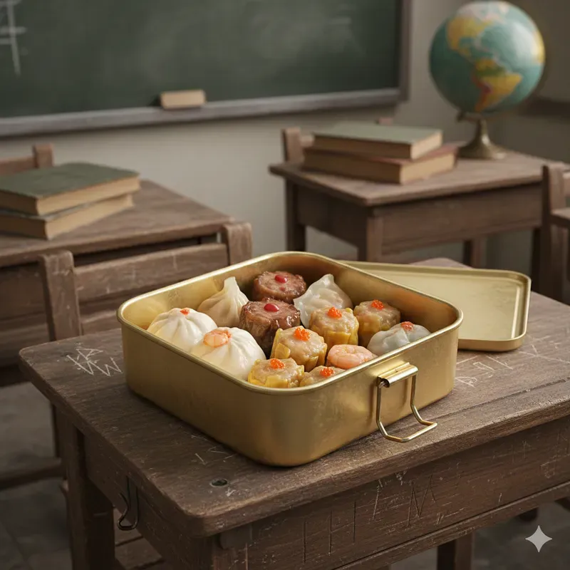 Vintage Golden Lunchbox Food Shots