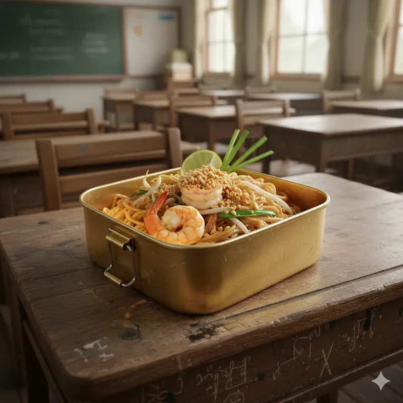 Vintage Golden Lunchbox Food Shots