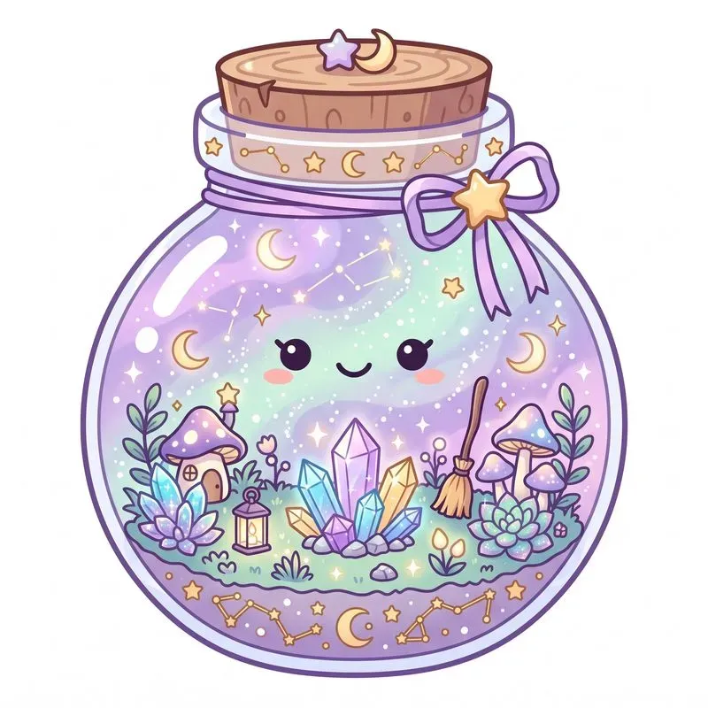Kawaii Cosmic Witch Greenhouse Cliparts