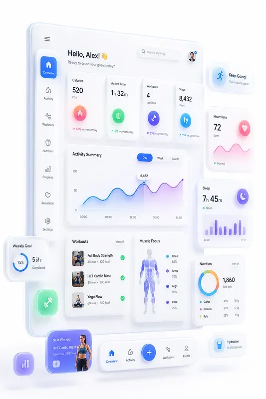 Soft 3D Neumorphic Dashboard UIs