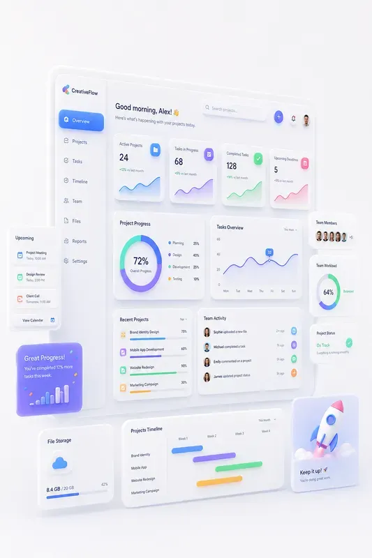 Soft 3D Neumorphic Dashboard UIs