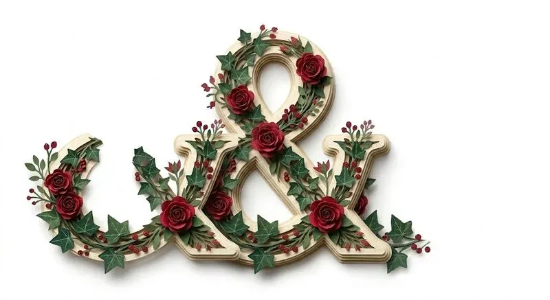 3D Botanical Papercut Numbers Symbols