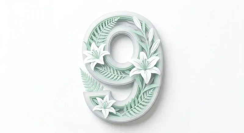 3D Botanical Papercut Numbers Symbols