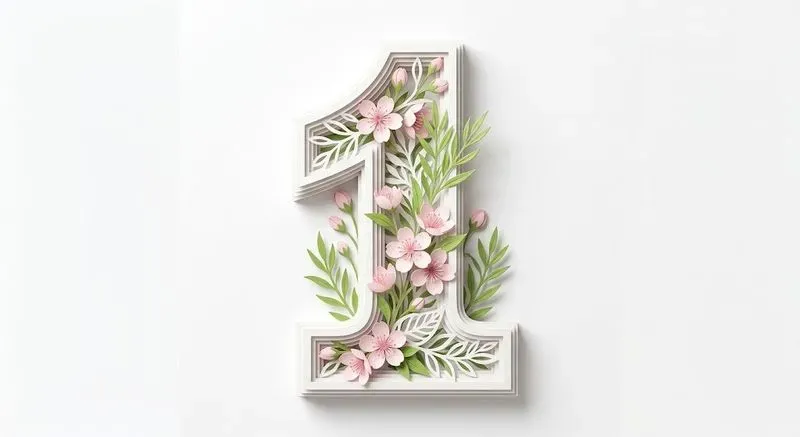 3D Botanical Papercut Numbers Symbols