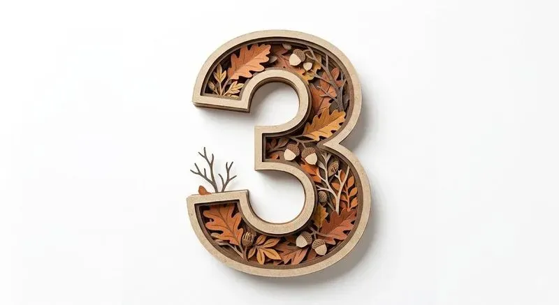 3D Botanical Papercut Numbers Symbols