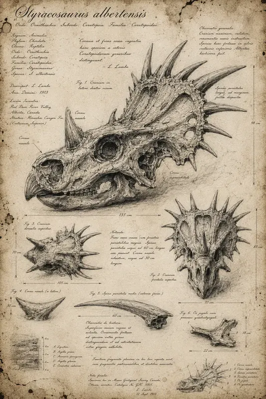 Vintage Paleontology Sketch Journal Art