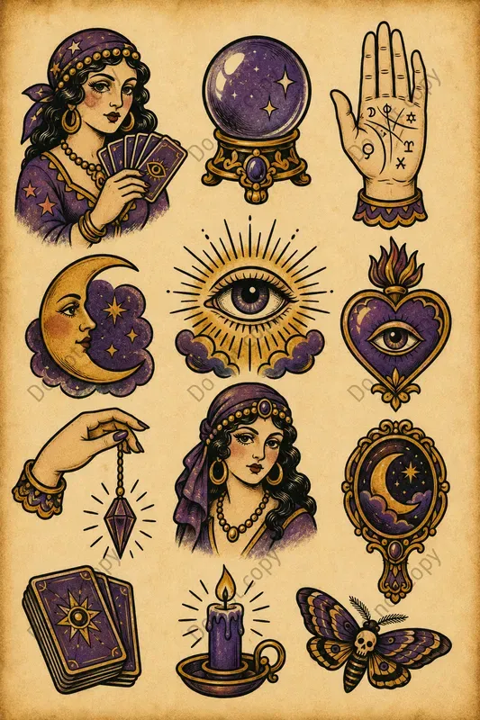 Vintage Circus Tattoo Flash Sheets