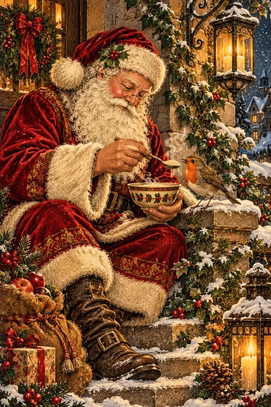 Victorian Santa Greeting Card Art Assets