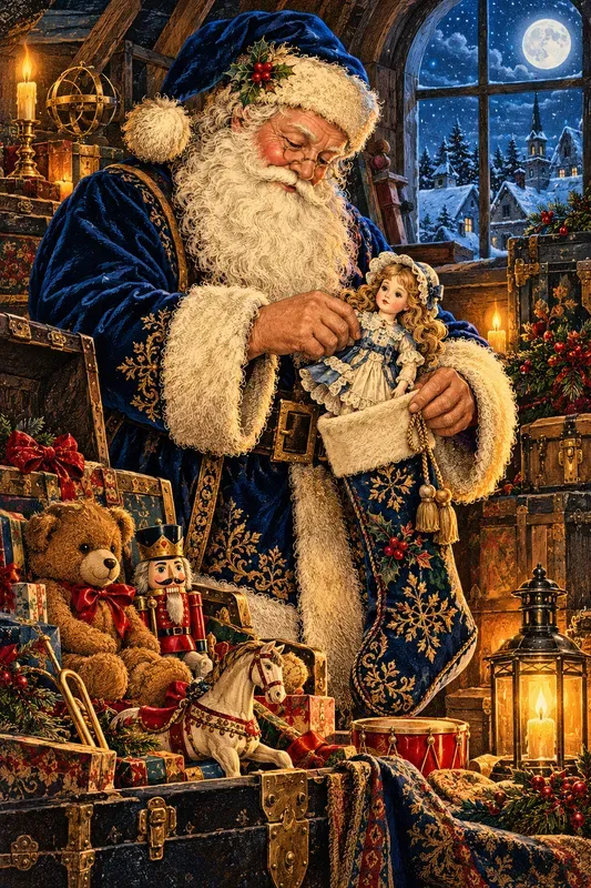 Victorian Santa Greeting Card Art Assets