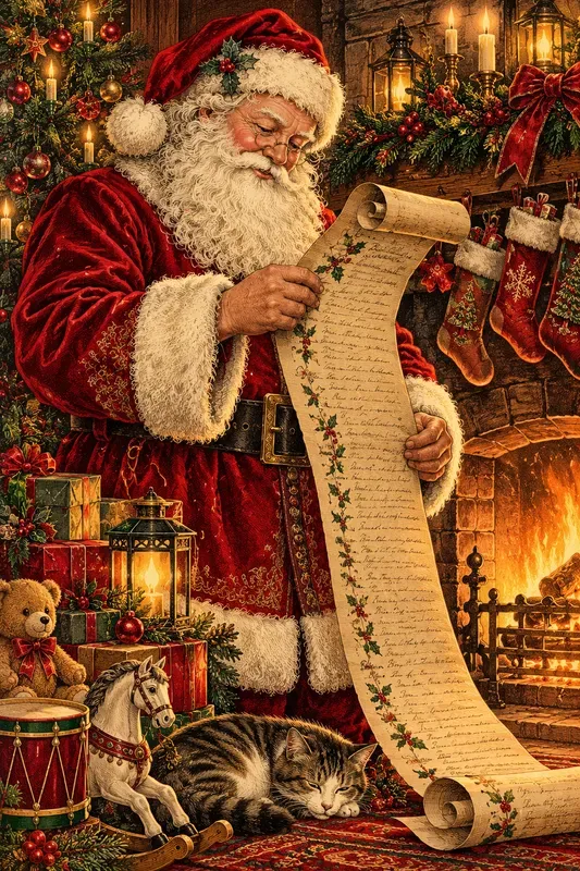 Victorian Santa Greeting Card Art Assets