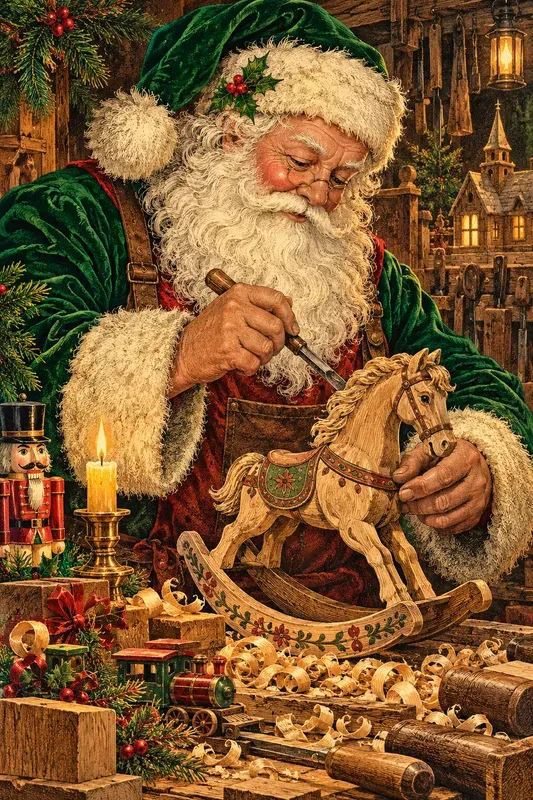 Victorian Santa Greeting Card Art Assets