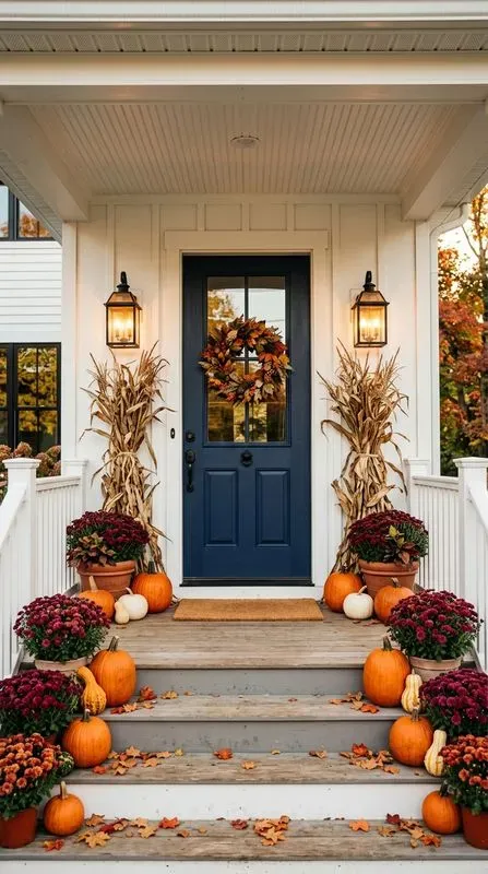 Autumn Front Door Porch Decor Photos