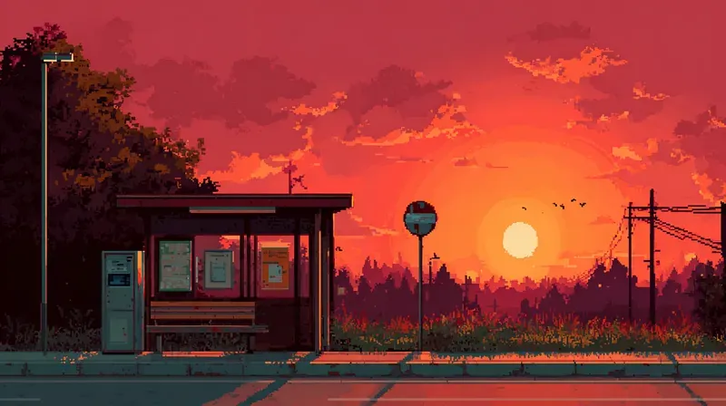 2D Retro Pixel Bg Sunset Glows