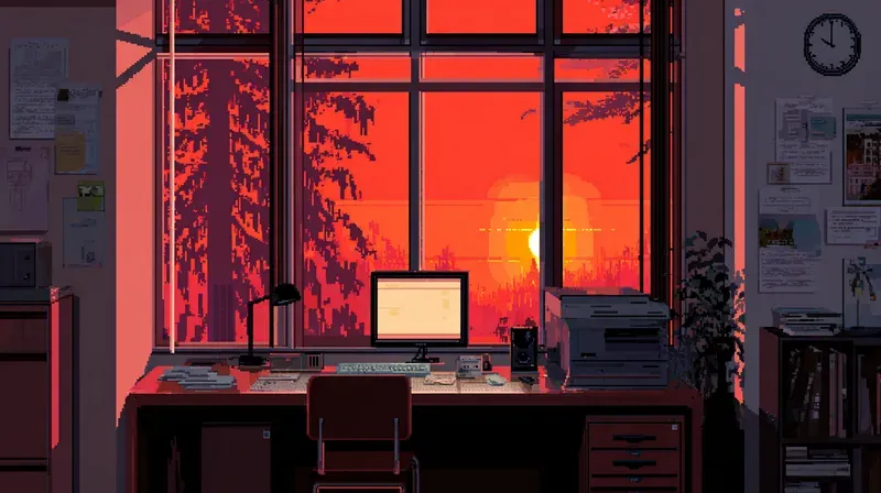 2D Retro Pixel Bg Sunset Glows