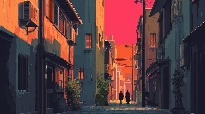 2D Retro Pixel Bg Sunset Glows