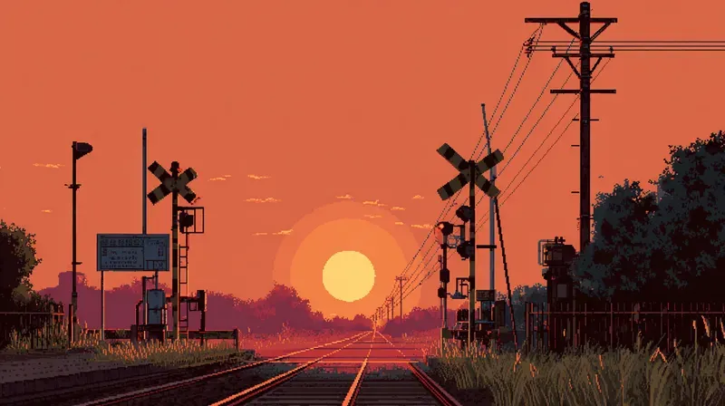 2D Retro Pixel Bg Sunset Glows