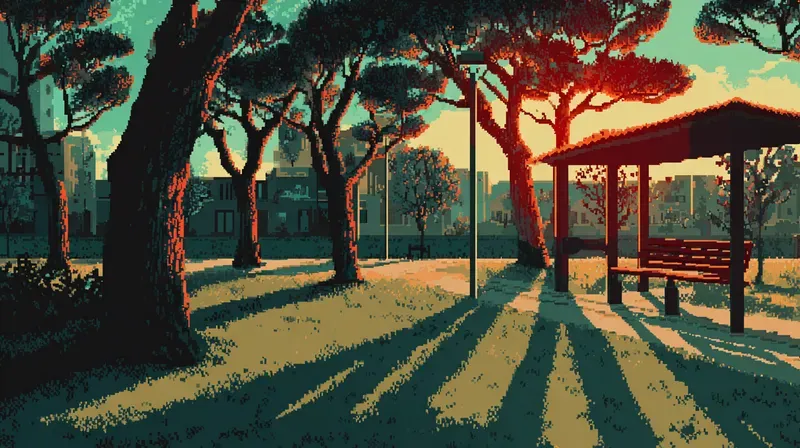 2D Retro Pixel Bg Sunset Glows