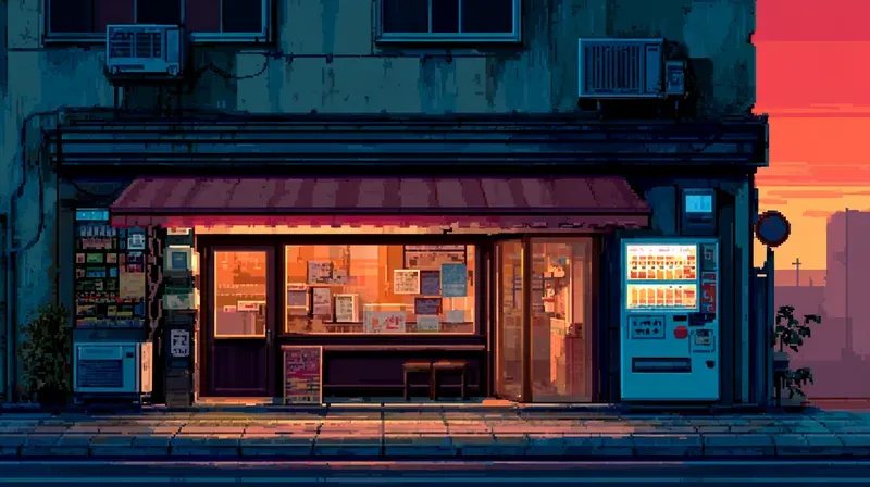 2D Retro Pixel Bg Sunset Glows