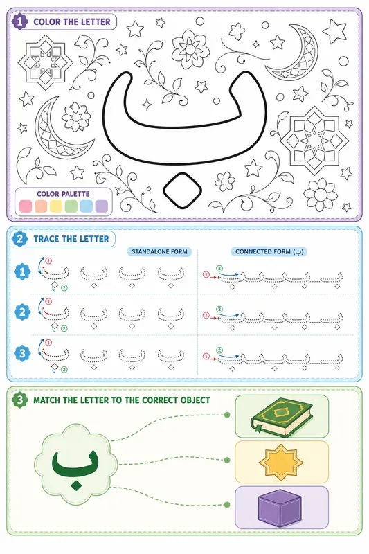Arabic Alphabet Kids Activity Sheets
