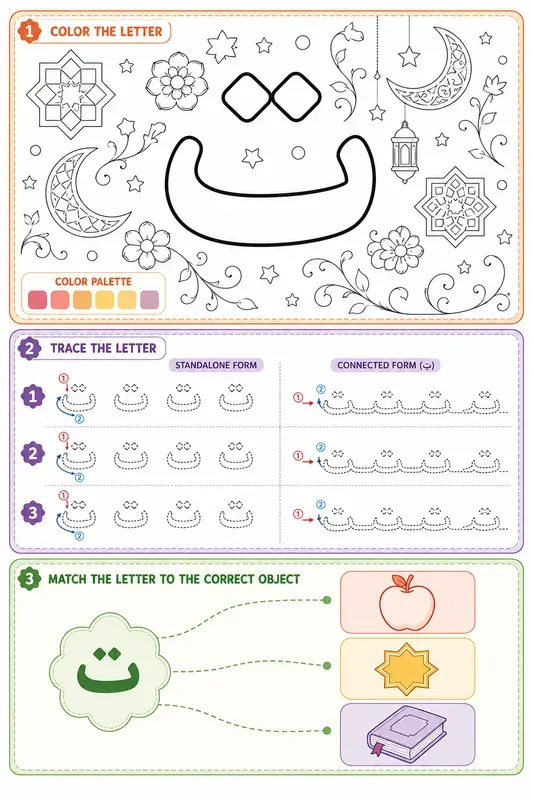 Arabic Alphabet Kids Activity Sheets