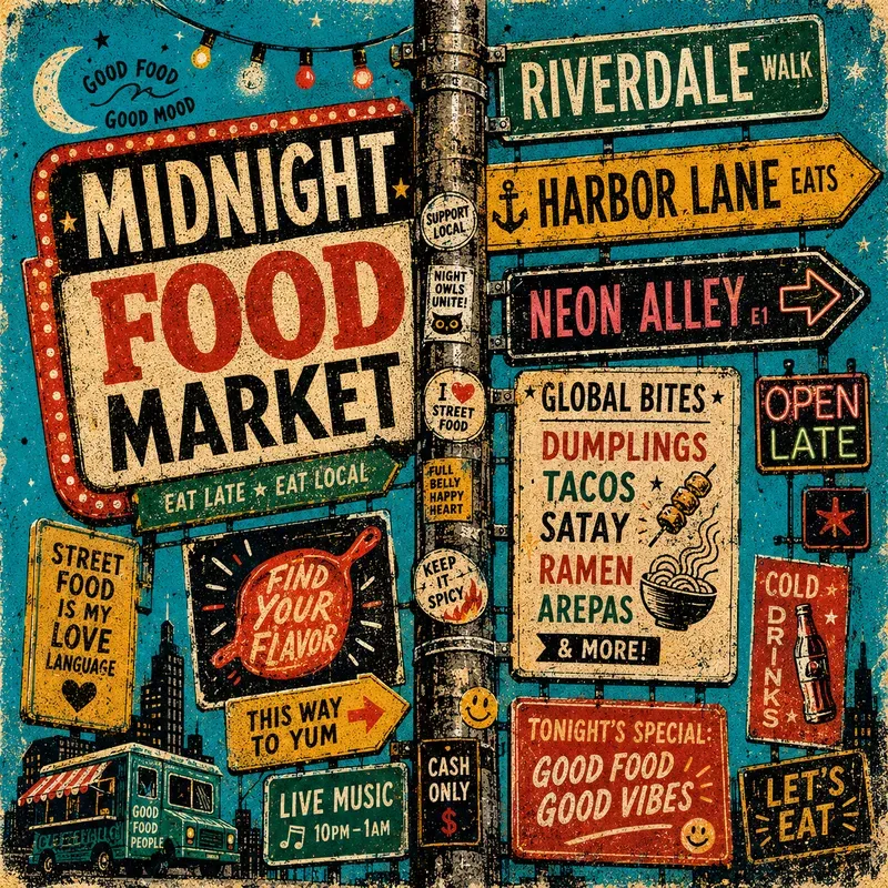 Handdrawn Urban Signpost Collage Posters