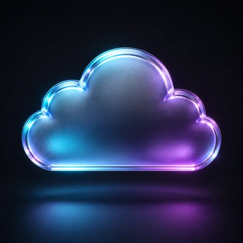 3D Frosted Glass Icons With Neon Accents