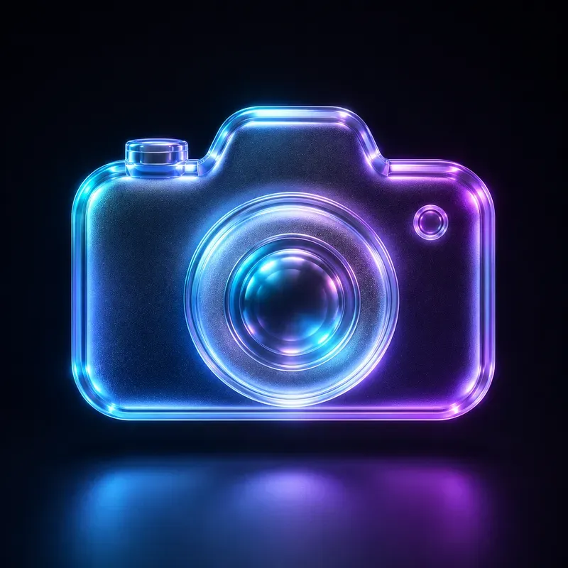 3D Frosted Glass Icons With Neon Accents
