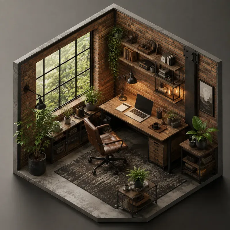 Isometric Cozy Workspace Designs