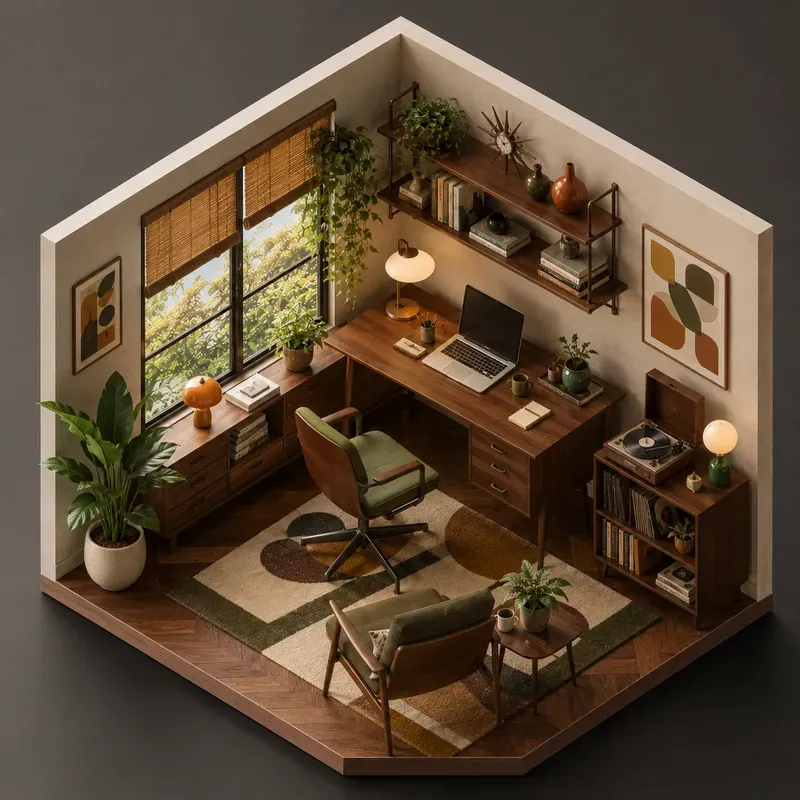 Isometric Cozy Workspace Designs