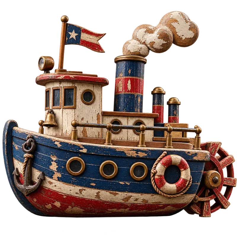 Vintage Distressed Wooden Toy Cliparts