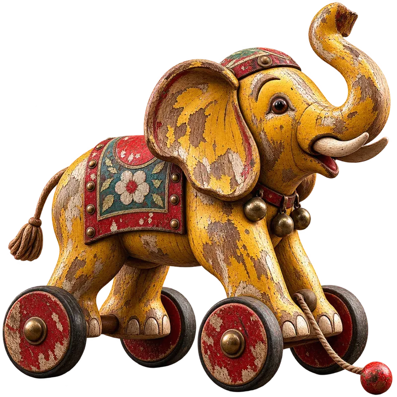 Vintage Distressed Wooden Toy Cliparts