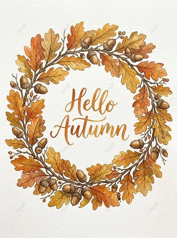 Watercolor Autumn Botanical Wreaths