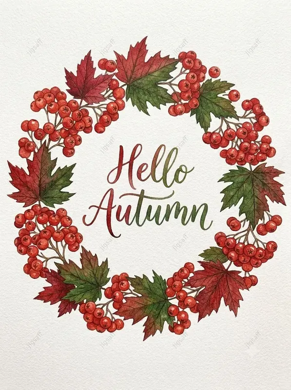 Watercolor Autumn Botanical Wreaths