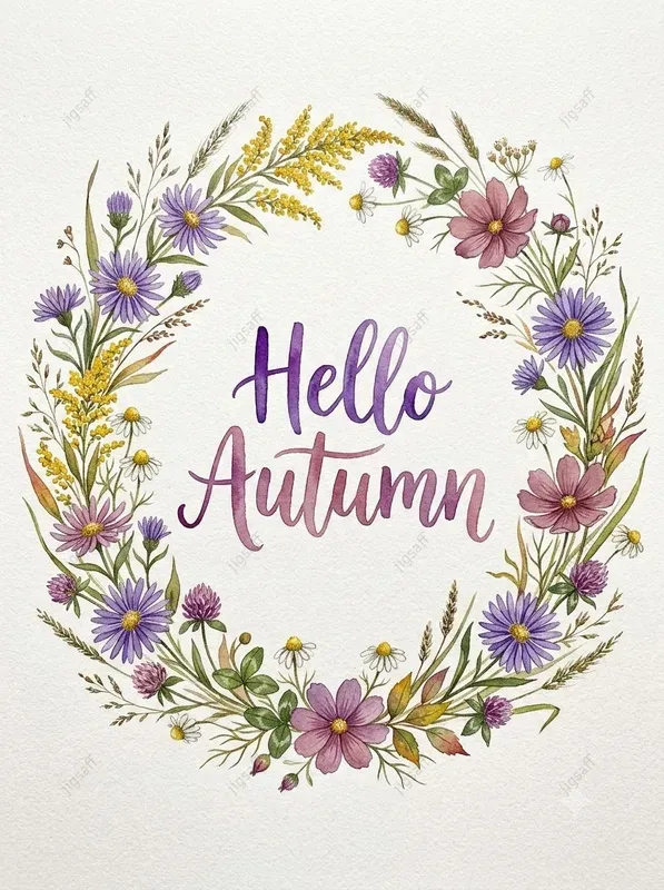 Watercolor Autumn Botanical Wreaths