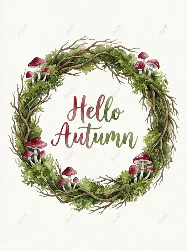 Watercolor Autumn Botanical Wreaths