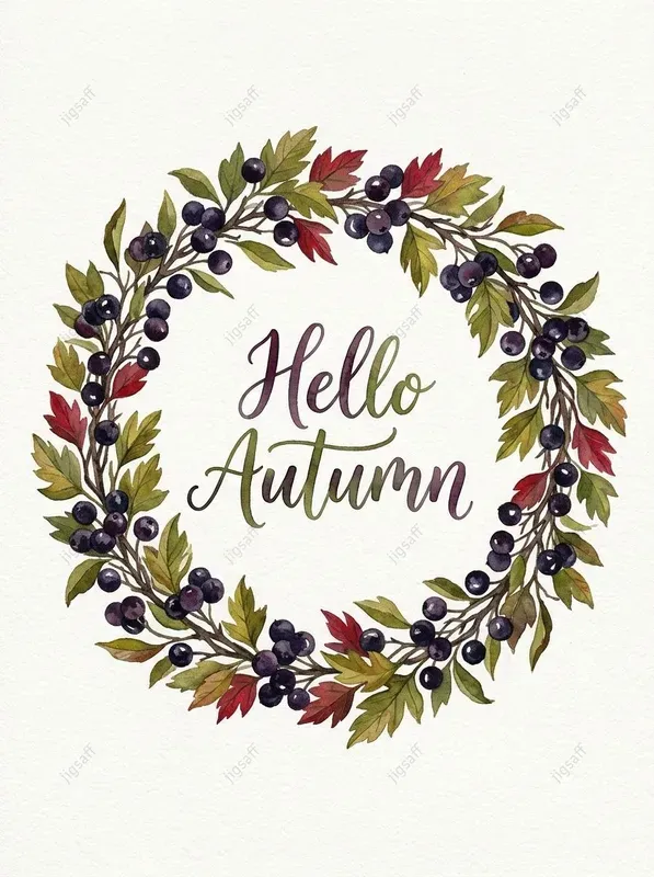 Watercolor Autumn Botanical Wreaths