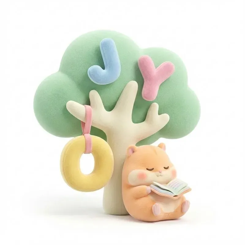 Cute Kawaii Plush Animals Under Trees