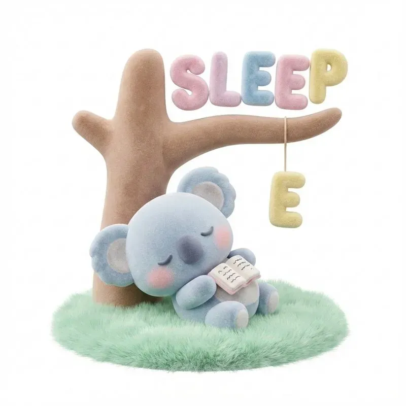 Cute Kawaii Plush Animals Under Trees