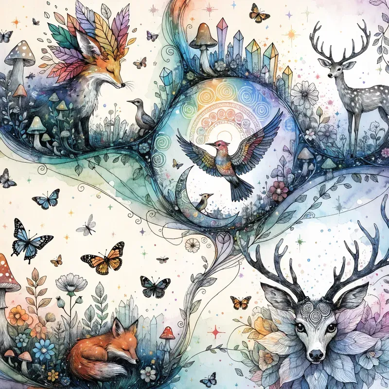Dreamlike Watercolor Fantasy Collages