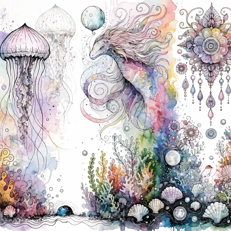 Dreamlike Watercolor Fantasy Collages