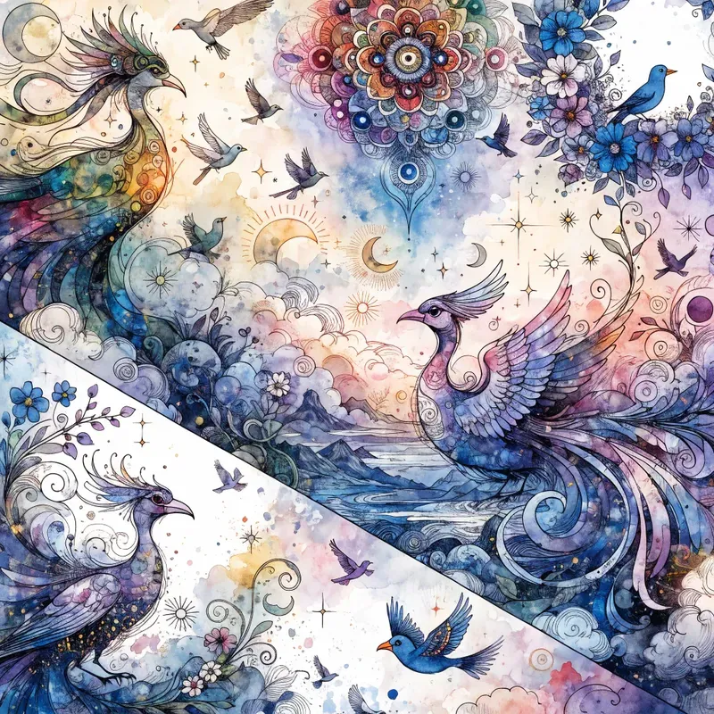 Dreamlike Watercolor Fantasy Collages
