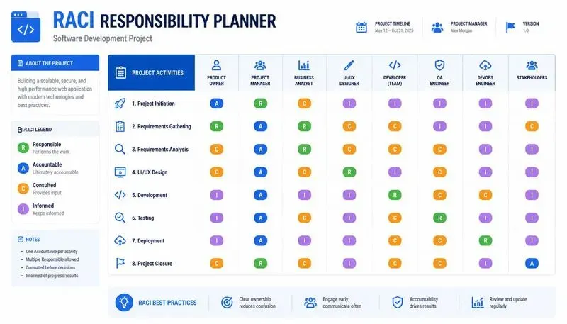 RACI Responsibility Planners